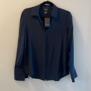 Club Monaco Helek Silk Shirt Navy Women's Small